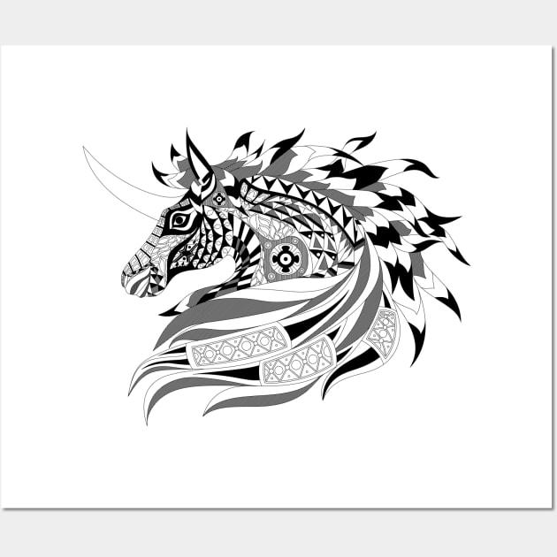 Tribal Unicorn ecopop Wall Art by jorge_lebeau